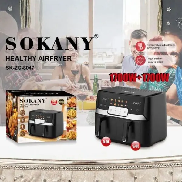 Sokany Healthy Air Fryer, 1700W + 1700W, 80°C - 200°C