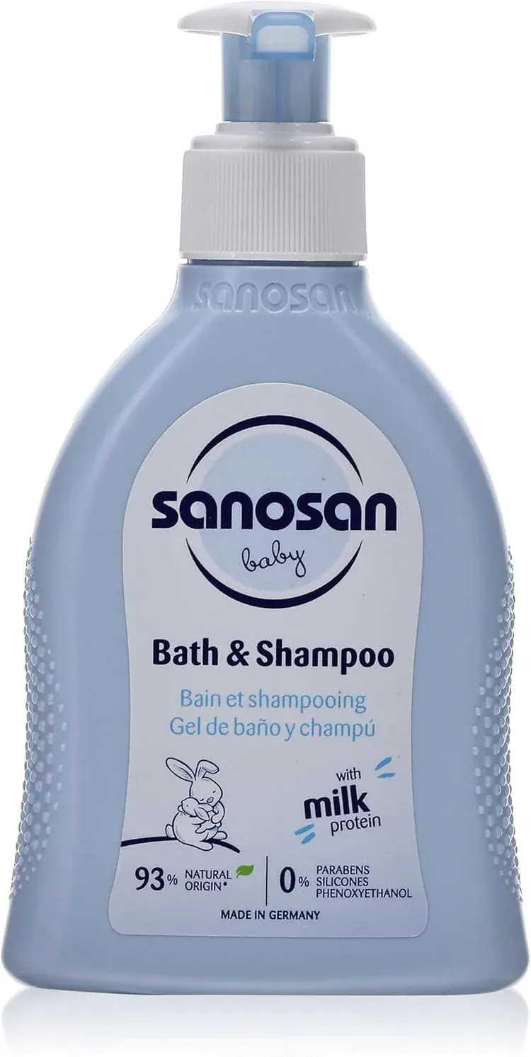 Sanosan Baby Bath & Shampoo with Milk Protein & Organic Olive Extract
