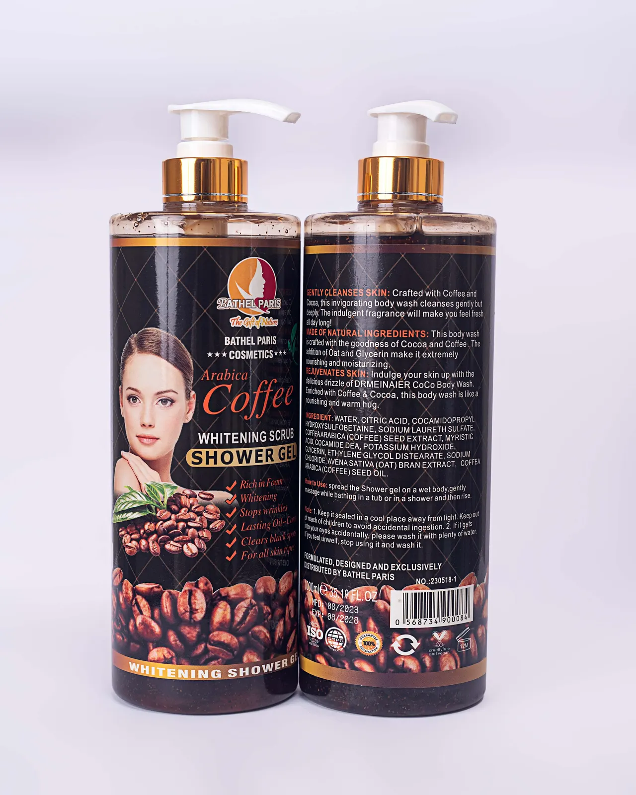 Arabica coffee whitening scrub shower gel