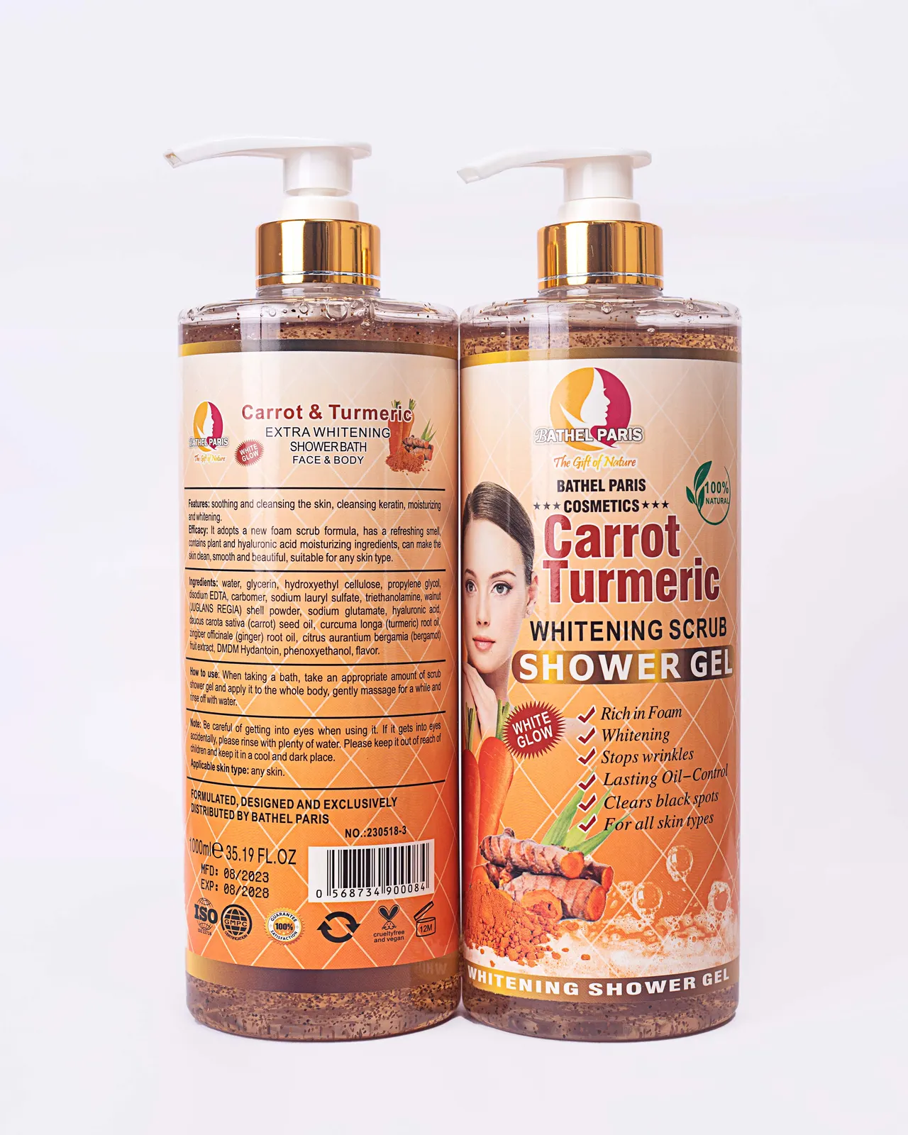 .Carrot Turmeric Whitening scrub shower gel