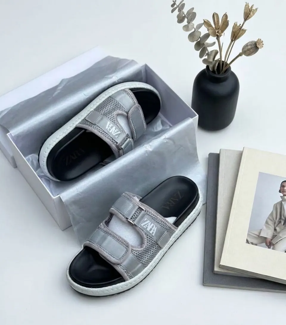 Classic Ash-Coloured Matte Slip-On Sandals